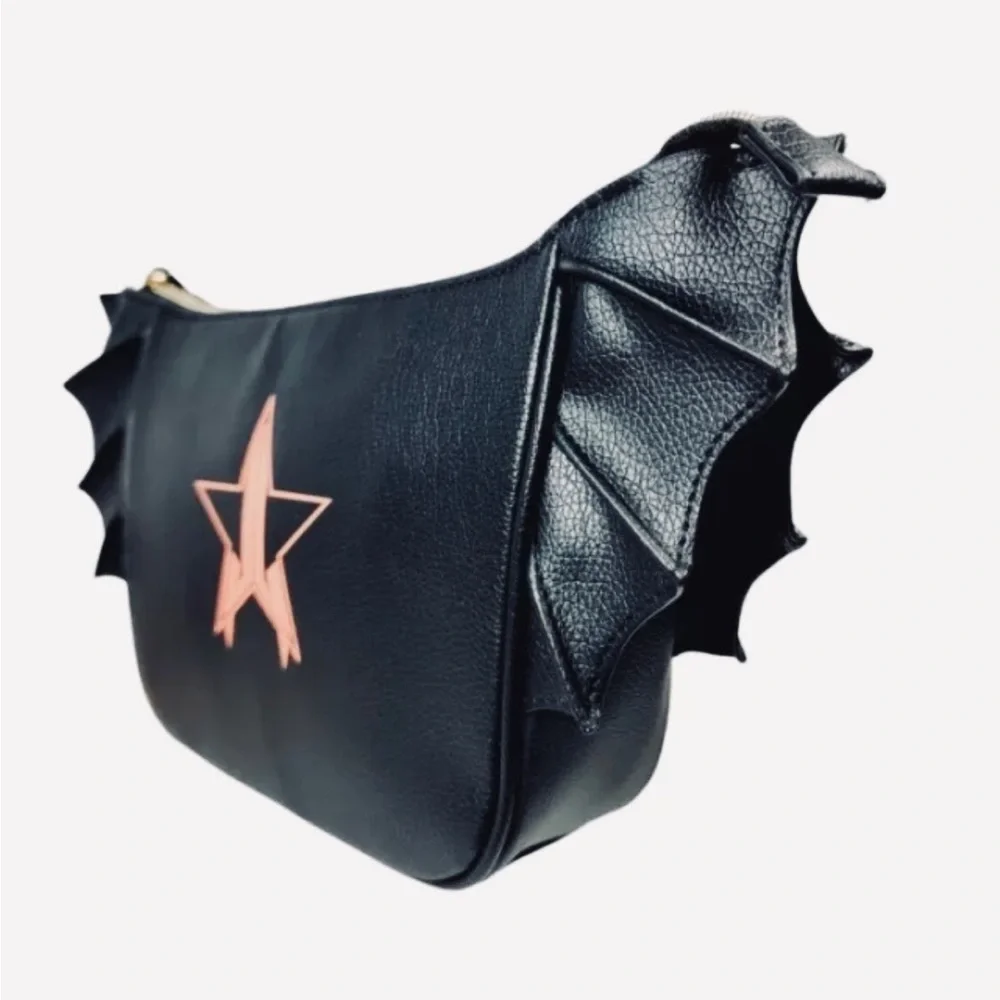 JEFFREE STAR Brand New Black Bat Wing Full Zip Gothic Punk Makeup Bag Halloween